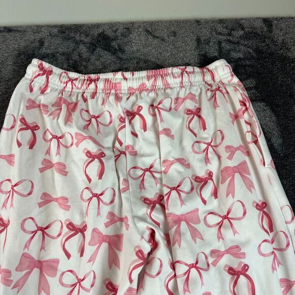 Benny + Co By KenzKustomz Bow Print Pajamas Two Piece AOP Long Sleeve Sz M - Picture 10 of 11